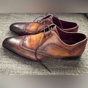 MAGNANNI Men’s Size 8 1/2 Brown Leather Wingtip Oxfords Made in Spain